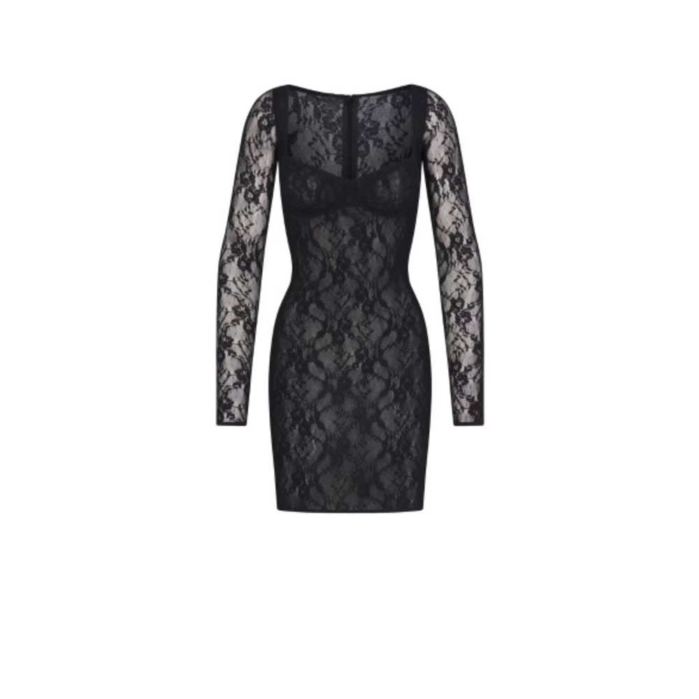 Stretch lace lined long sleeve underwire dress